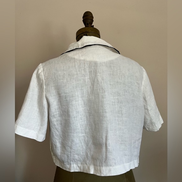Cropped Linen Summer Blazer Top - Picture 3 of 9